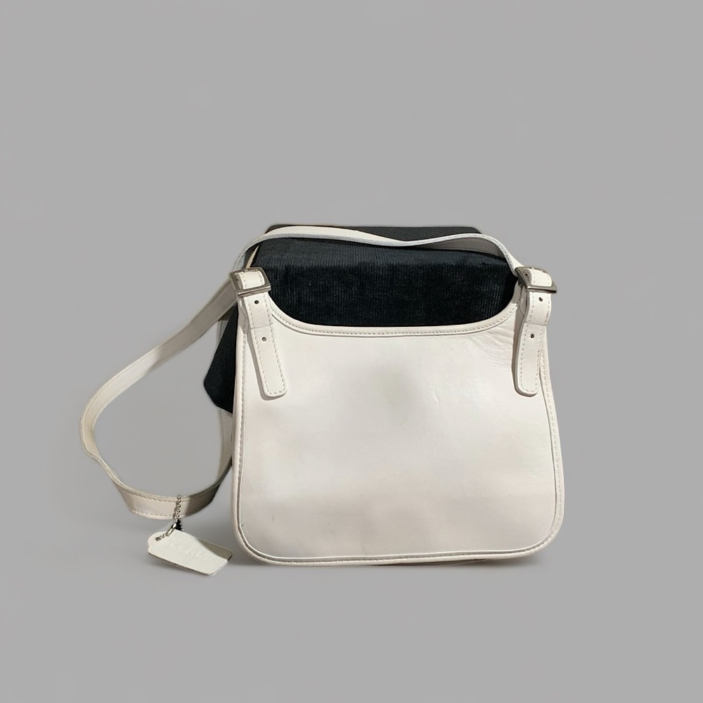 Bone white Coach 9142 saddle flap crossbody bag Adjustable strap inner pocket